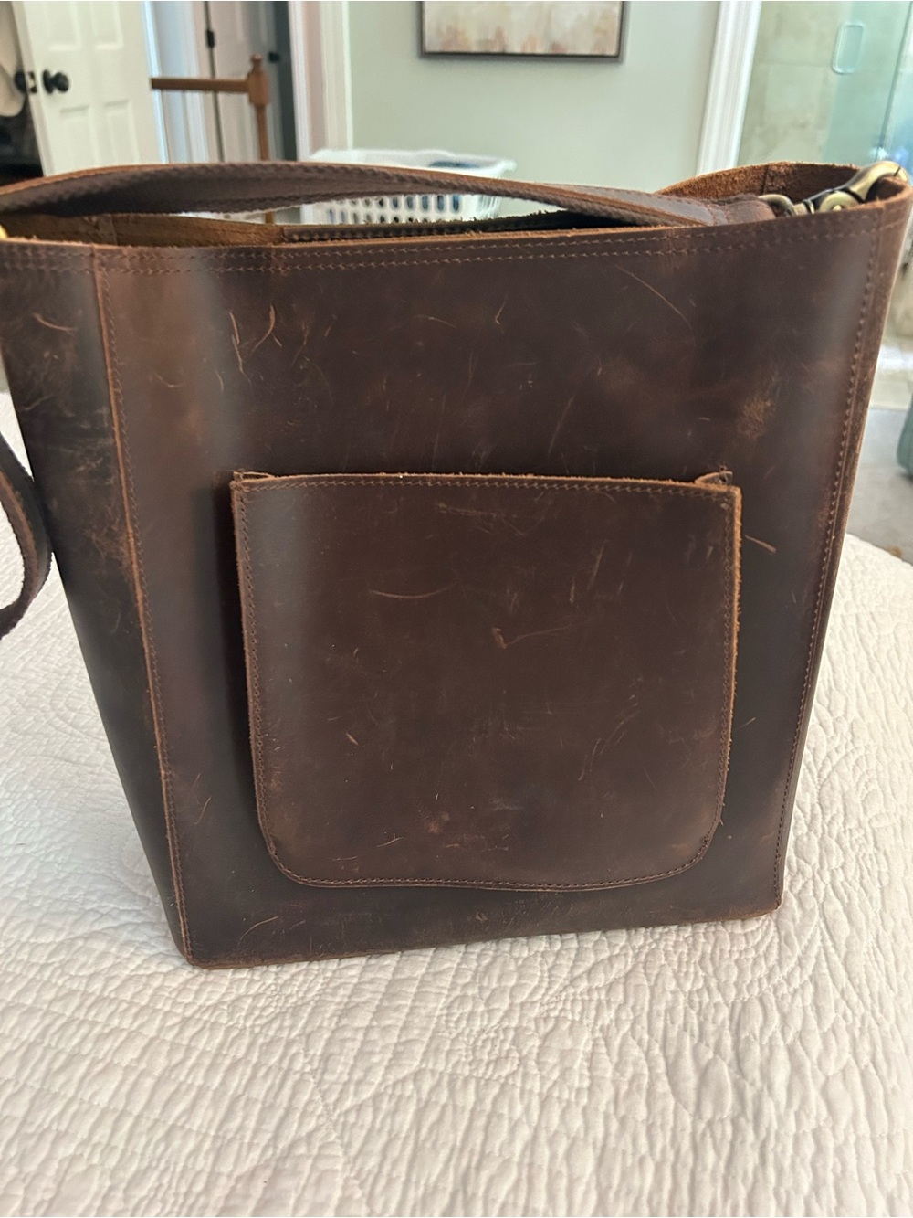 Classic Dark Brown Leather womens Shoulder Bag